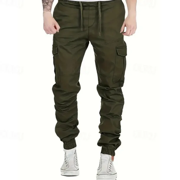 Men's Cargo Pants Trousers Drawstring Elastic Waist Multi Pocket Plain Wearable Outdoor Daily Camping & Hiking Fashion Classic Black Yellow