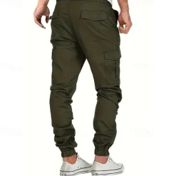 Men's Cargo Pants Trousers Drawstring Elastic Waist Multi Pocket Plain Wearable Outdoor Daily Camping & Hiking Fashion Classic Black Yellow