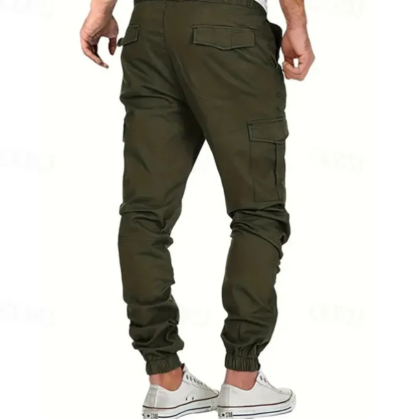 Men's Cargo Pants Trousers Drawstring Elastic Waist Multi Pocket Plain Wearable Outdoor Daily Camping & Hiking Fashion Classic Black Yellow