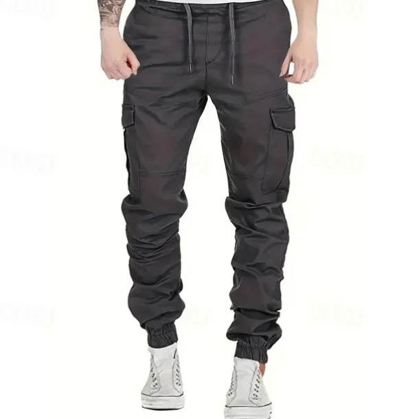 Men's Cargo Pants Trousers Drawstring Elastic Waist Multi Pocket Plain Wearable Outdoor Daily Camping & Hiking Fashion Classic Black Yellow