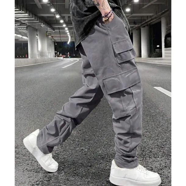 Men's Cargo Pants Trousers Drawstring Elastic Waist Multi Pocket Plain Wearable Outdoor Daily Camping & Hiking Fashion Classic Black Army Green