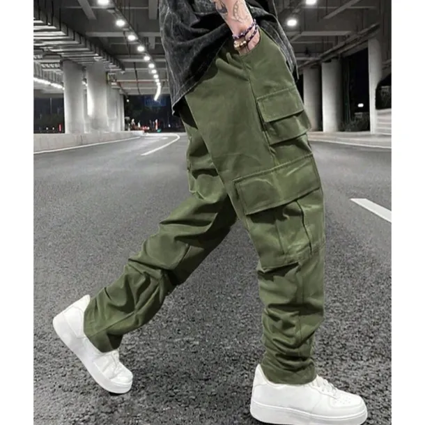 Men's Cargo Pants Trousers Drawstring Elastic Waist Multi Pocket Plain Wearable Outdoor Daily Camping & Hiking Fashion Classic Black Army Green