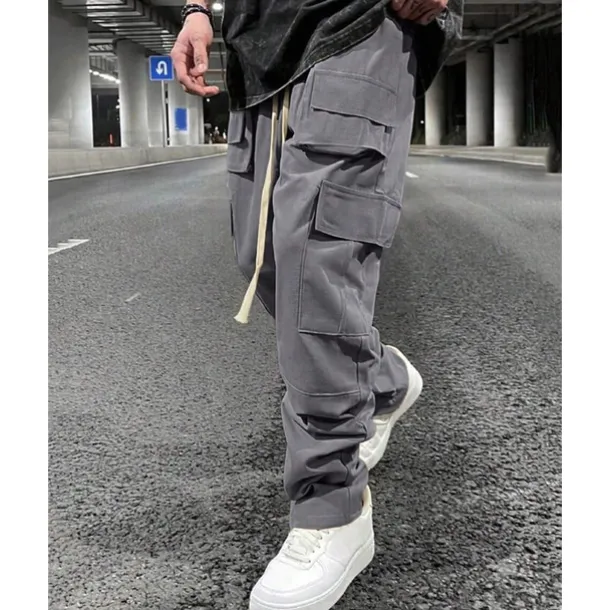 Men's Cargo Pants Trousers Drawstring Elastic Waist Multi Pocket Plain Wearable Outdoor Daily Camping & Hiking Fashion Classic Black Army Green