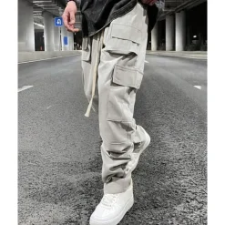 Men's Cargo Pants Trousers Drawstring Elastic Waist Multi Pocket Plain Wearable Outdoor Daily Camping & Hiking Fashion Classic Black Army Green