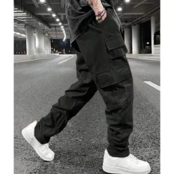 Men's Cargo Pants Trousers Drawstring Elastic Waist Multi Pocket Plain Wearable Outdoor Daily Camping & Hiking Fashion Classic Black Army Green