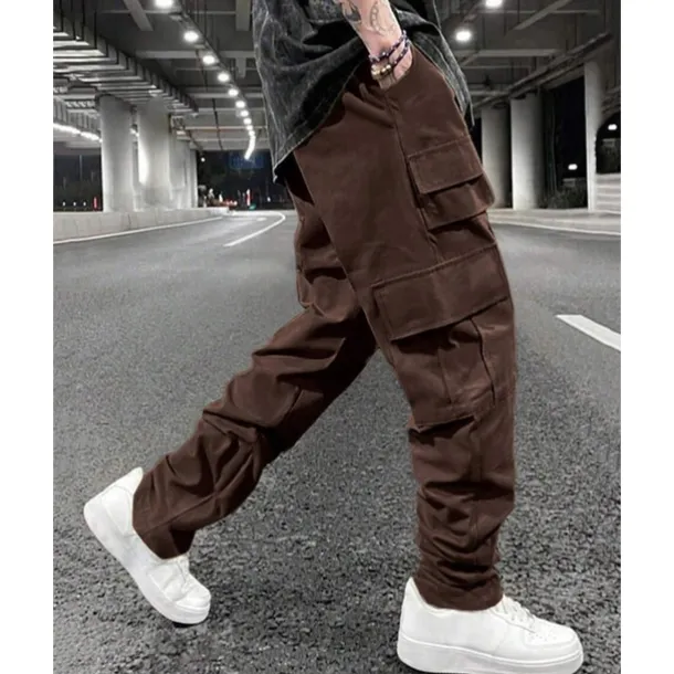 Men's Cargo Pants Trousers Drawstring Elastic Waist Multi Pocket Plain Wearable Outdoor Daily Camping & Hiking Fashion Classic Black Army Green