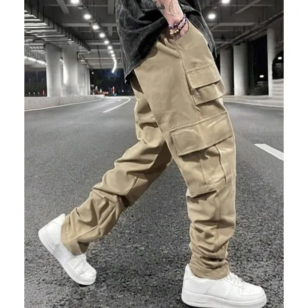 Men's Cargo Pants Trousers Drawstring Elastic Waist Multi Pocket Plain Wearable Outdoor Daily Camping & Hiking Fashion Classic Black Army Green