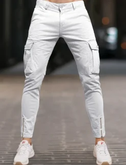 Men's Cargo Pants Trousers Chinos Summer Pants Casual Pants Zipper Plain Comfort Breathable Full Length Casual Daily Holiday Fashion Basic Black White Micro-elastic