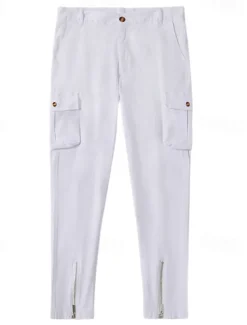 Men's Cargo Pants Trousers Chinos Summer Pants Casual Pants Zipper Plain Comfort Breathable Full Length Casual Daily Holiday Fashion Basic Black White Micro-elastic