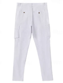 Men's Cargo Pants Trousers Chinos Summer Pants Casual Pants Zipper Plain Comfort Breathable Full Length Casual Daily Holiday Fashion Basic Black White Micro-elastic