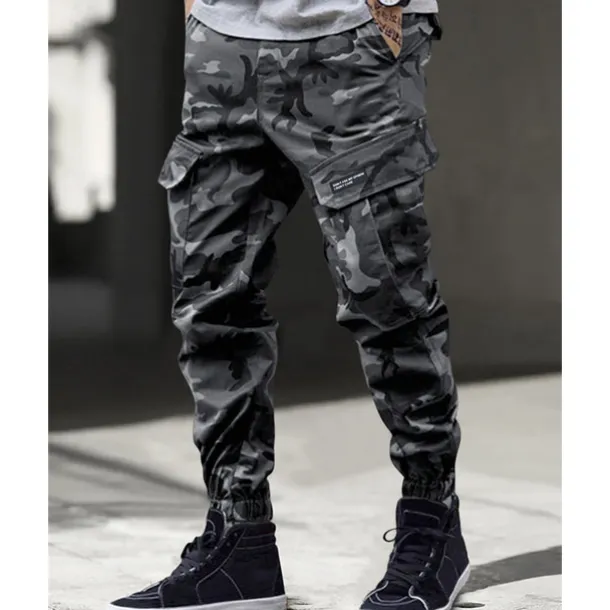 Men's Cargo Pants Trousers Camo Pants Elastic Waist Drawstring Multi Pocket Camouflage Wearable Outdoor Daily Camping & Hiking Fashion Classic Blue Green