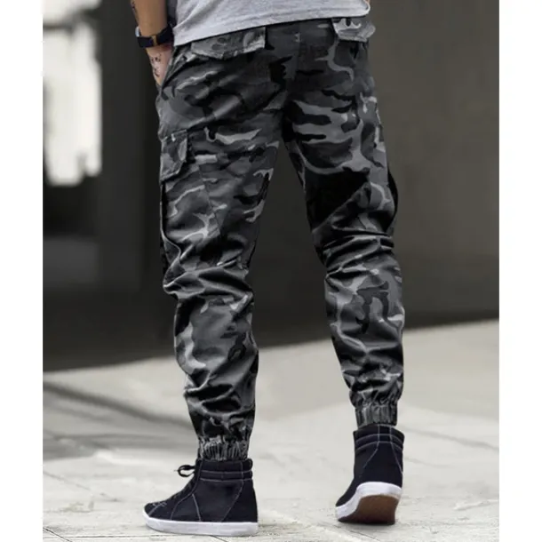 Men's Cargo Pants Trousers Camo Pants Elastic Waist Drawstring Multi Pocket Camouflage Wearable Outdoor Daily Camping & Hiking Fashion Classic Blue Green