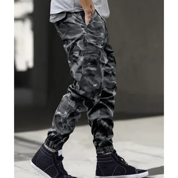 Men's Cargo Pants Trousers Camo Pants Elastic Waist Drawstring Multi Pocket Camouflage Wearable Outdoor Daily Camping & Hiking Fashion Classic Blue Green