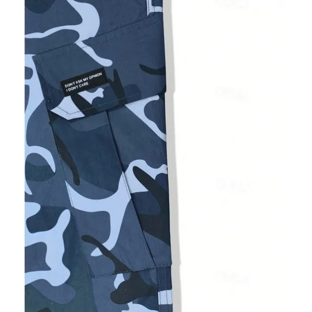 Men's Cargo Pants Trousers Camo Pants Elastic Waist Drawstring Multi Pocket Camouflage Wearable Outdoor Daily Camping & Hiking Fashion Classic Blue Green