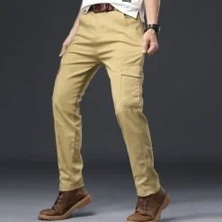 Men's Cargo Pants Trousers Work Pants Buttons Multi Pocket Plain Wearable Outdoor Daily Camping & Hiking Fashion Classic Black Navy Blue