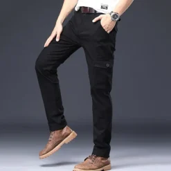 Men's Cargo Pants Trousers Work Pants Buttons Multi Pocket Plain Wearable Outdoor Daily Camping & Hiking Fashion Classic Black Navy Blue