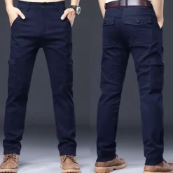 Men's Cargo Pants Trousers Work Pants Buttons Multi Pocket Plain Wearable Outdoor Daily Camping & Hiking Fashion Classic Black Navy Blue