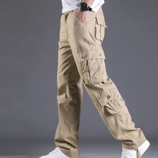 Men's Cargo Pants Trousers Leg Drawstring 8 Pocket Solid Color Comfort Outdoor Daily Streetwear Grass Green Black