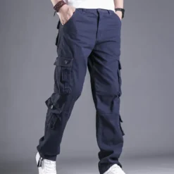 Men's Cargo Pants Trousers Leg Drawstring 8 Pocket Solid Color Comfort Outdoor Daily Streetwear Grass Green Black