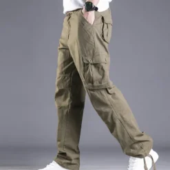 Men's Cargo Pants Trousers Leg Drawstring 8 Pocket Solid Color Comfort Outdoor Daily Streetwear Grass Green Black