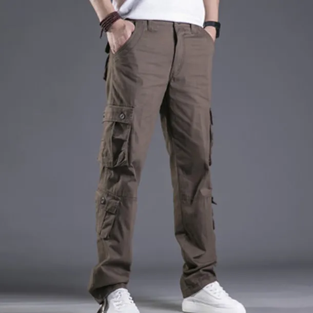 Men's Cargo Pants Trousers Leg Drawstring 8 Pocket Solid Color Comfort Outdoor Daily Streetwear Grass Green Black