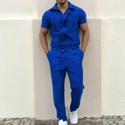 Men's Cargo Pants Work Pants Jumpsuit Rompers Solid Color Nightclub Streetwear Stylish Casual / Sporty Slim Black Wine