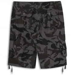 Men's Cargo Shorts Baggy Shorts Multi Pocket 6 Pocket Camouflage Breathable Knee Length Sports Outdoor Streetwear Casual Black Blue