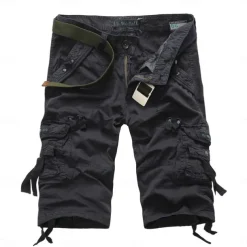 Men's Cargo Shorts Below Knee Length Shorts Capri Pants Hiking Shorts Multi Pocket Plain Calf-Length Daily Basic Big and Tall Wine Army Green