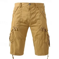 Men's Cargo Shorts Below Knee Length Shorts Capri Pants Hiking Shorts Multi Pocket Plain Calf-Length Daily Basic Big and Tall Wine Army Green