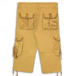 Men's Cargo Shorts Below Knee Length Shorts Capri Pants Hiking Shorts Multi Pocket Plain Calf-Length Daily Basic Big and Tall Wine Army Green