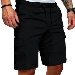 Men's Cargo Shorts Bermuda shorts Casual Shorts Drawstring Plain Comfort Breathable Casual Daily Holiday Fashion Classic Style Black Army Green