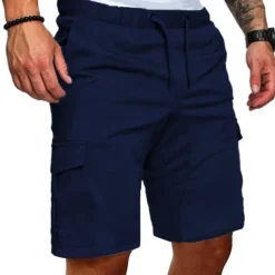 Men's Cargo Shorts Bermuda shorts Casual Shorts Drawstring Plain Comfort Breathable Casual Daily Holiday Fashion Classic Style Black Army Green