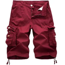 Men's Cargo Shorts Bermuda shorts Work Shorts Hiking Shorts Leg Drawstring Multi Pocket 6 Pocket Plain Knee Length Sports Outdoor Going out Streetwear Classic Black Red