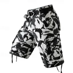 Men's Cargo Shorts Camo Shorts Shorts Summer Shorts Zipper Multiple Pockets Flap Pocket Camouflage Camo / Camouflage Comfort Wearable Short Outdoor Vacation Sport Casual Black Army Green