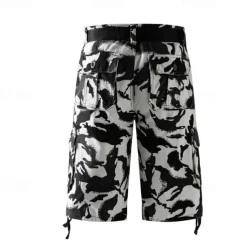 Men's Cargo Shorts Camo Shorts Shorts Summer Shorts Zipper Multiple Pockets Flap Pocket Camouflage Camo / Camouflage Comfort Wearable Short Outdoor Vacation Sport Casual Black Army Green