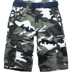 Men's Cargo Shorts Camo Shorts Shorts Zipper Multi Pocket Camouflage Comfort Wearable Knee Length Casual Daily Holiday Sports Fashion White Army Green