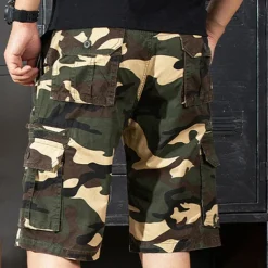 Men's Cargo Shorts Camo Shorts Shorts Zipper Multi Pocket Camouflage Comfort Wearable Knee Length Casual Daily Holiday Sports Fashion White Army Green