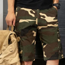 Men's Cargo Shorts Camo Shorts Shorts Zipper Multi Pocket Camouflage Comfort Wearable Knee Length Casual Daily Holiday Sports Fashion White Army Green