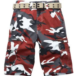 Men's Cargo Shorts Camo Shorts Shorts Zipper Multi Pocket Camouflage Comfort Wearable Knee Length Casual Daily Holiday Sports Fashion White Army Green