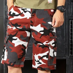 Men's Cargo Shorts Camo Shorts Shorts Zipper Multi Pocket Camouflage Comfort Wearable Knee Length Casual Daily Holiday Sports Fashion White Army Green