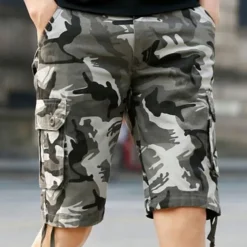 Men's Cargo Shorts Camo Shorts Shorts Hiking Shorts Print Leg Drawstring 6 Pocket Camouflage Comfort Outdoor Daily Going out Fashion Streetwear Black Blue