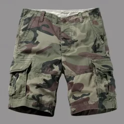 Men's Cargo Shorts Camo Shorts Summer Shorts Buttons Multi Pocket Flap Pocket Plain Camouflage Camo / Camouflage Comfort Wearable Knee Length Outdoor Sport Daily Fashion Casual Camouflage - Army