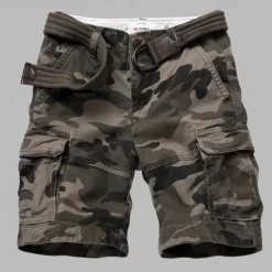Men's Cargo Shorts Camo Shorts Summer Shorts Buttons Multi Pocket Flap Pocket Plain Camouflage Camo / Camouflage Comfort Wearable Knee Length Outdoor Sport Daily Fashion Casual Camouflage - Army