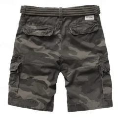 Men's Cargo Shorts Camo Shorts Summer Shorts Buttons Multi Pocket Flap Pocket Plain Camouflage Camo / Camouflage Comfort Wearable Knee Length Outdoor Sport Daily Fashion Casual Camouflage - Army