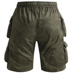 Men's Cargo Shorts Camping Shorts Camo Shorts Hiking Shorts Elastic Waist Straight Leg 6 Pocket Plain Camouflage Moisture Wicking Wearable Knee Length Outdoor Casual Daily Fashion Streetwear Black