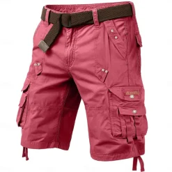 Men's Cargo Shorts Capri Pants Shorts Hiking Shorts Leg Drawstring 6 Pocket Plain Comfort Outdoor Casual Daily Vacation Fashion Wine Army Green