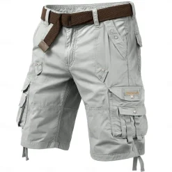 Men's Cargo Shorts Capri Pants Shorts Hiking Shorts Leg Drawstring 6 Pocket Plain Comfort Outdoor Casual Daily Vacation Fashion Wine Army Green