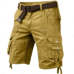 Men's Cargo Shorts Capri Pants Shorts Hiking Shorts Leg Drawstring 6 Pocket Plain Comfort Outdoor Casual Daily Vacation Fashion Wine Army Green