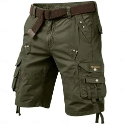 Men's Cargo Shorts Capri Pants Shorts Hiking Shorts Leg Drawstring 6 Pocket Plain Comfort Outdoor Casual Daily Vacation Fashion Wine Army Green