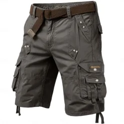 Men's Cargo Shorts Capri Pants Shorts Hiking Shorts Leg Drawstring 6 Pocket Plain Comfort Outdoor Casual Daily Vacation Fashion Wine Army Green
